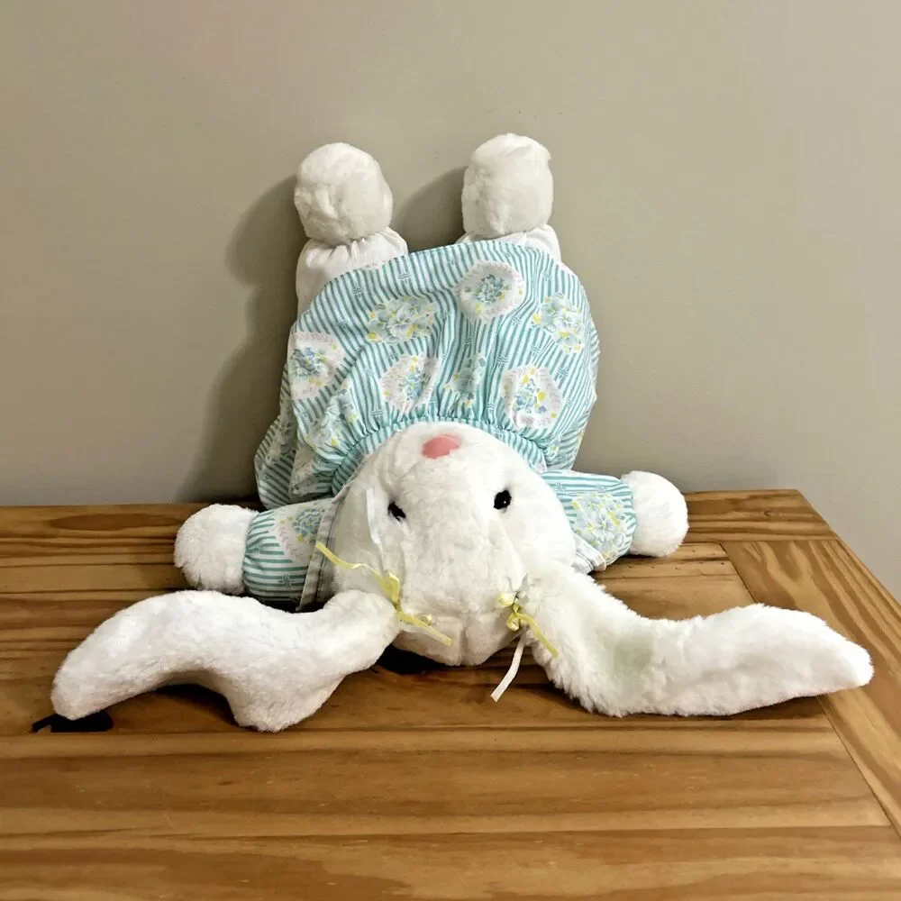 Kids of America Bunny Plush Floral Green Dress Easter Rabbit 15